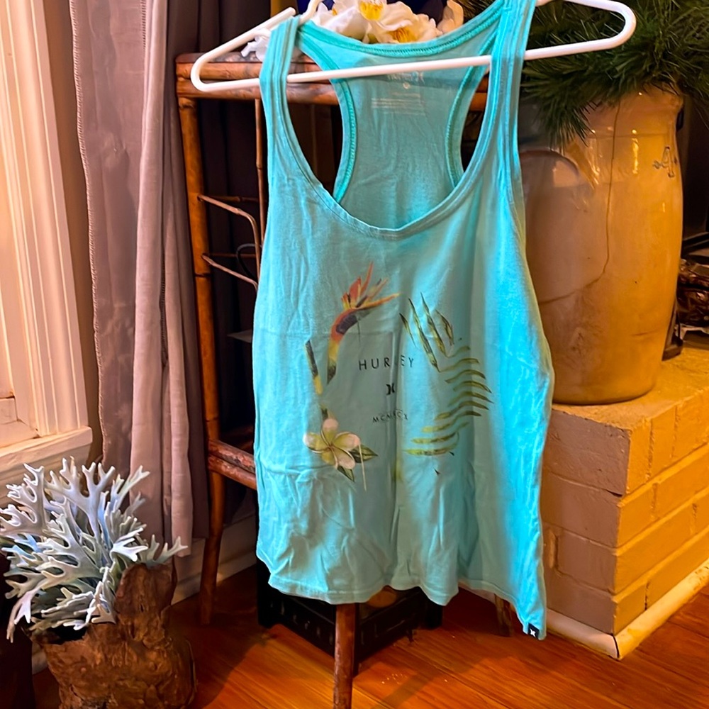 Hurley raced back light teal tank xs
